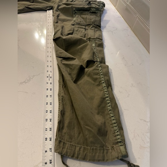 Abercrombie Fitch 2000’s Utility Cargo Pants Sz 24 Olive Green Drawstring Ankle - Picture 13 of 16